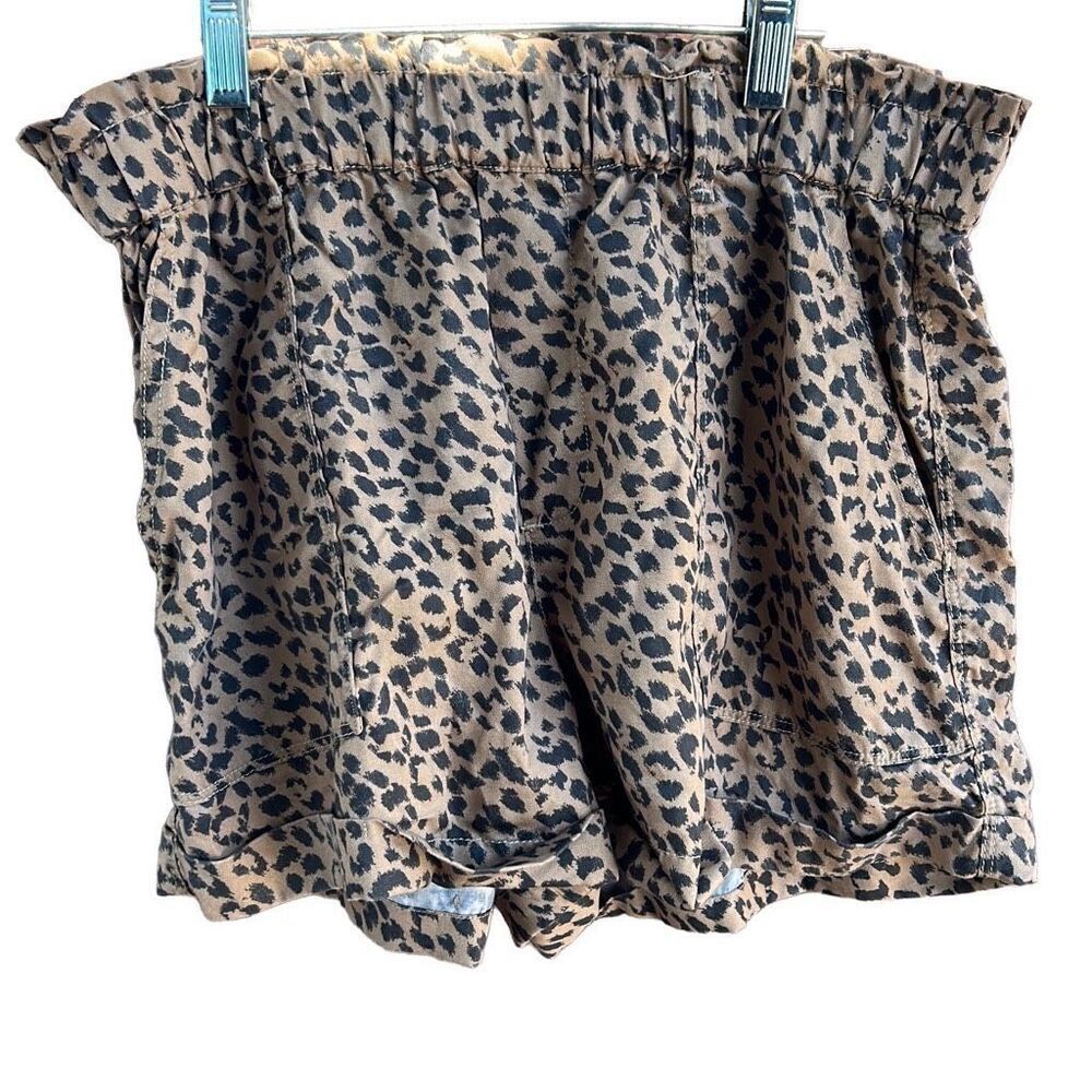Animal Print Shorts Lyocell Tan Brown Lightweight Casual Summer